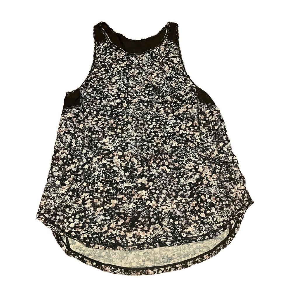 Lululemon Tank Women's Approx‎ Black White Floral Top Lace Mesh